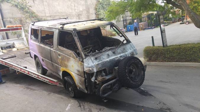 burned van
